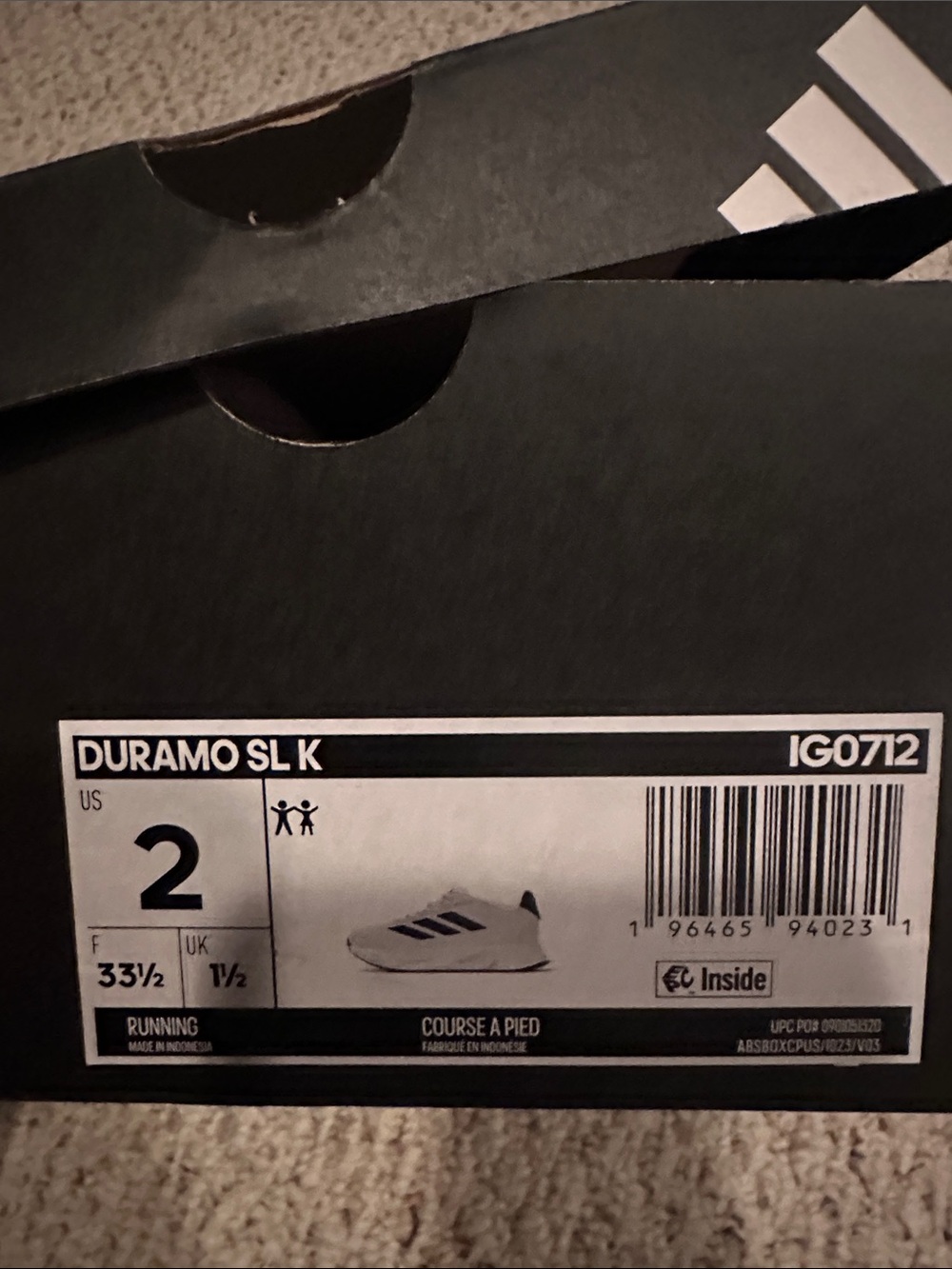 adidas Kids Duramo SL K Sneakers - White with Black Accents